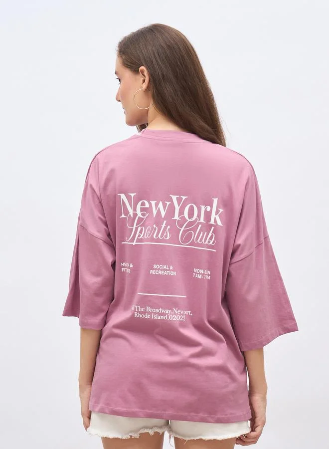 Styli Styli Back Graphic Print Oversized Longline T-Shirt