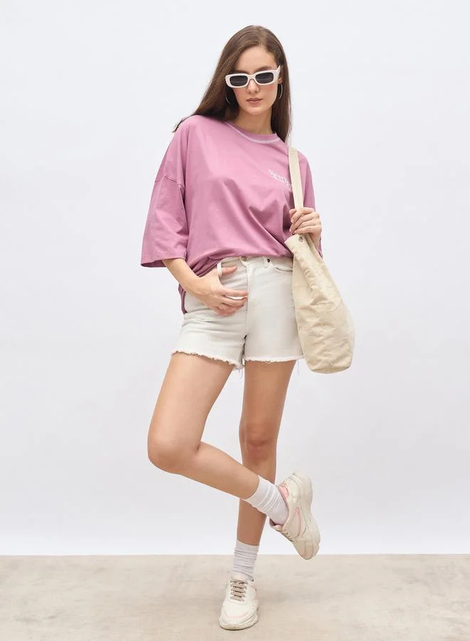 ستايلي Styli Back Graphic Print Oversized Longline T-Shirt