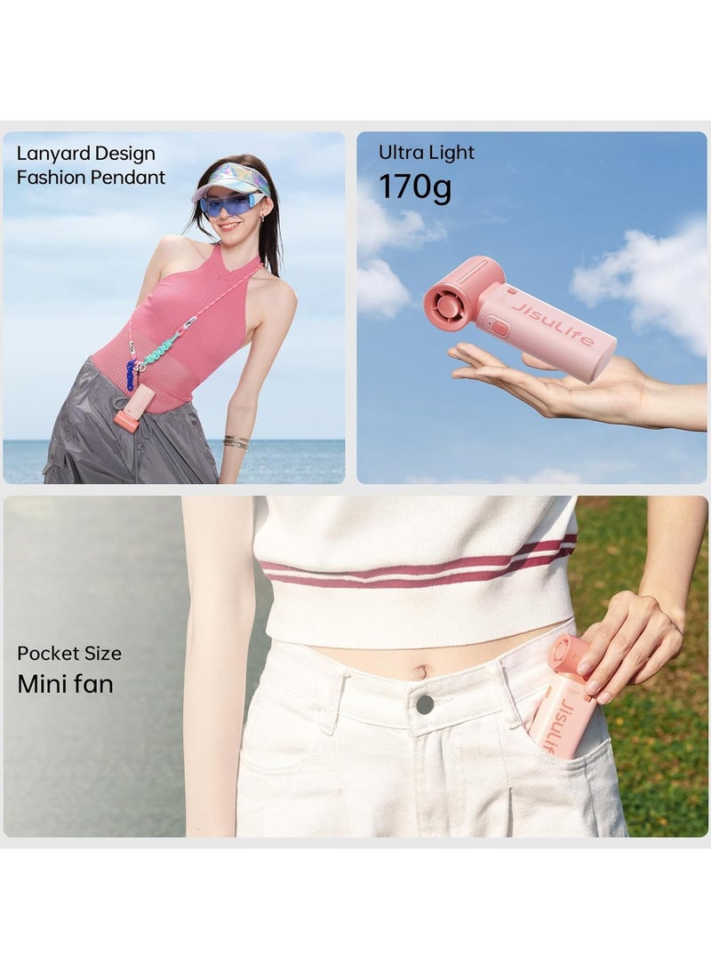 JISULIFE Portable Handheld Fan, Mini USB Rechargeable Fan [18H Max Cooling Time], 5000mAh Small Battery Personal Makeup - Image 2