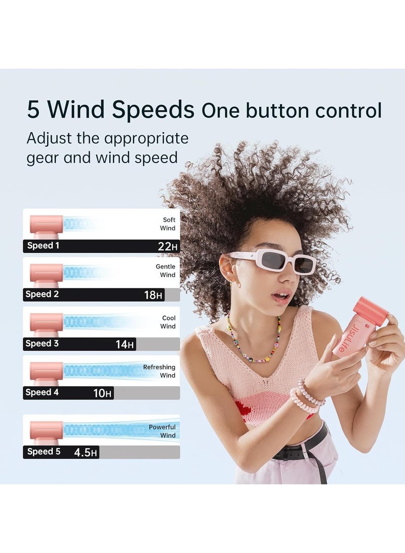 JISULIFE Portable Handheld Fan, Mini USB Rechargeable Fan [18H Max Cooling Time], 5000mAh Small Battery Personal Makeup - Image 4
