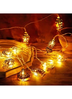 إيروريكس سلسلة أضواء رمضان عيد مكونة من قطعتين تعمل بالبطارية على شكل قمر ونجمة ومصباح سلسلة أضواء مبارك وقمر وسلسلة أضواء زخرفية لديكور رمضان الداخلي للغرفة والديكور الخارجي كل منها بطول 6.56 قدم و10 مصابيح ليد  - Image 4