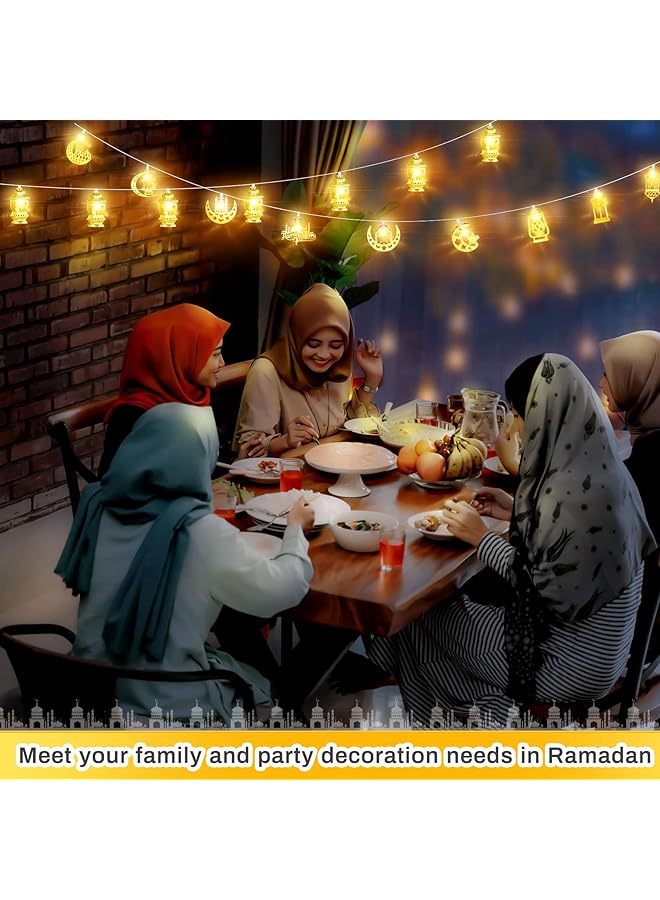 erorex Ramadan Eid String Light 2 Pieces Battery Operated Moon Star Lantern Lamp Mubarak Moon String Lights Decorative String Lights Indoor Ramadan Decorations For Room Outdoor Decor Each 6.56 Feet 10 Leds - Image 5