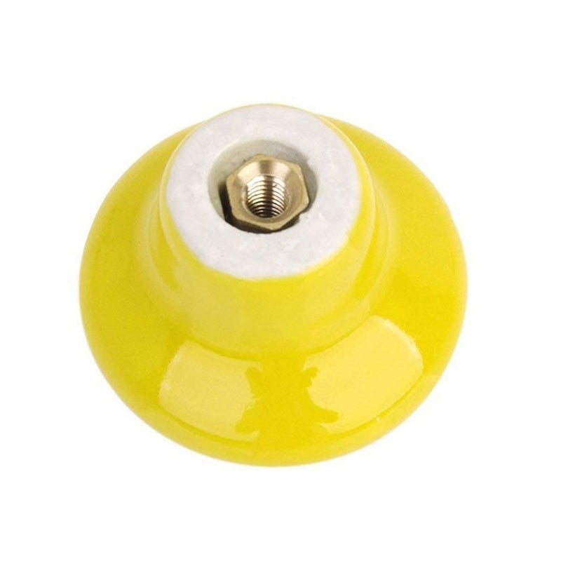 Mallofusa 32mm Cabinet Ceramic Round Pull Knobs for Drawer Dresser Kitchen Wardrobe Handles 10 PCS Yellow - Image 2
