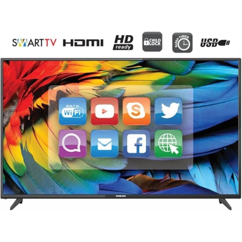 32 Inch Smart LED TV for living room use, black plastic housing, sleek black finish, HD resolution with Android TV and Wi-Fi connectivity - Image 2