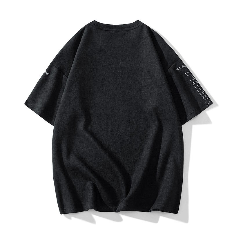 Star T-Shirt American Retro Black Suede Short-Sleeved Summer Half-Sleeved Men'S Youth Wear - Image 3
