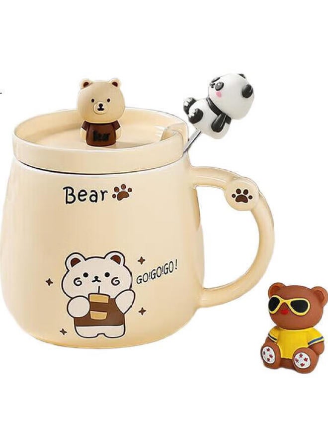 Pakchoice Ceramic Cute High-Value Ladies' Mark Cup With Lid For Girlfriend'S Birthday Women'S Day Gift Water Cup - Image 2