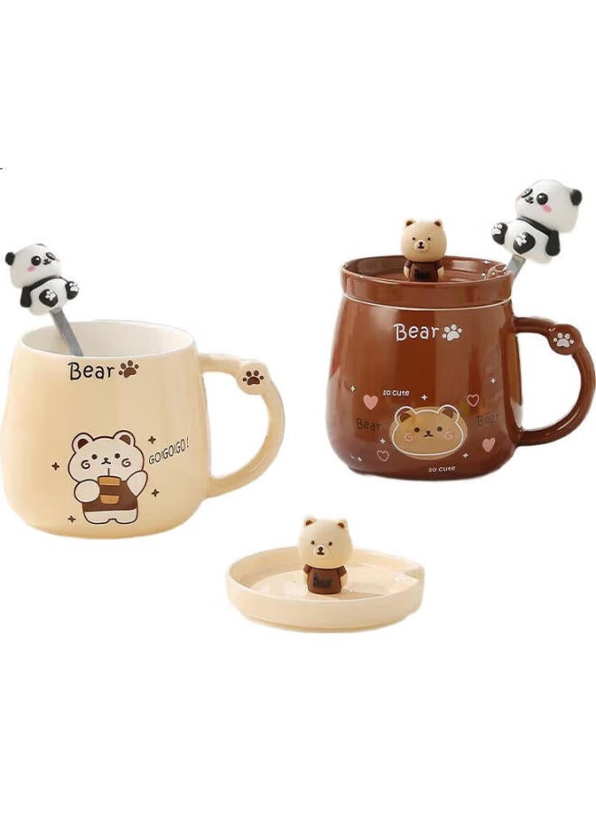 Pakchoice Ceramic Cute High-Value Ladies' Mark Cup With Lid For Girlfriend'S Birthday Women'S Day Gift Water Cup - Image 1