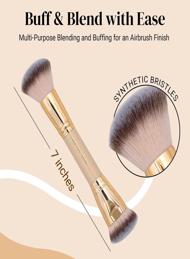 Keshima Dual-Ended Blush, Bronzer & Contour Makeup Brush - Dense Liquid End & Fluffy Powder End, Multi-Purpose Blending and Buffing for an Airbrush Finish, Works with Liquid, Cream & Powder, Gold - Image 2