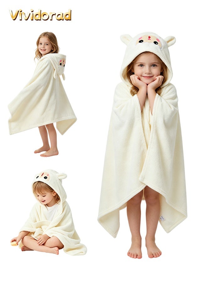 Vividorad Hooded Towel for Kids  Baby Bath Towels Ultra Soft Thick Baby Bath Towels Hhighly Absorbent Hypoallergenic Coral Fleece Hooded Bath Towel Large Baby Towel Beach Towels Wrap For Boys Girls Newborn Essentials Suitable for Bath Pool Beach White - Image 1