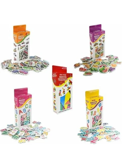 Masho Trend Magnetic Numbers + Magnetic Letters + Magnetic Vehicles + Magnetic Vegetables Fruits + Magnetic Tangram