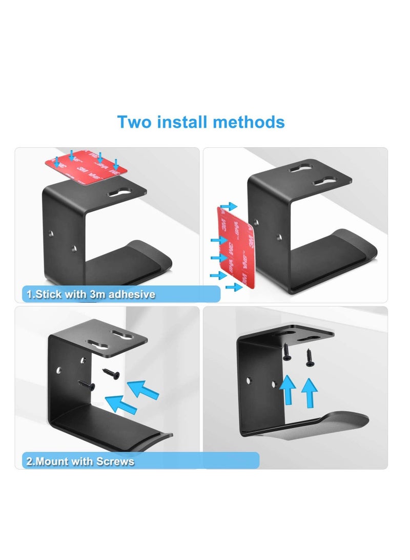 Captaintech 2 Pcs Headphone Stand, Under Desk Headphone Hanger 4 Pcs Screws Headphone Mount Hook with Silicone Pad Universal Headset Stand for Gaming Headset, Cables (Black) - Image 2