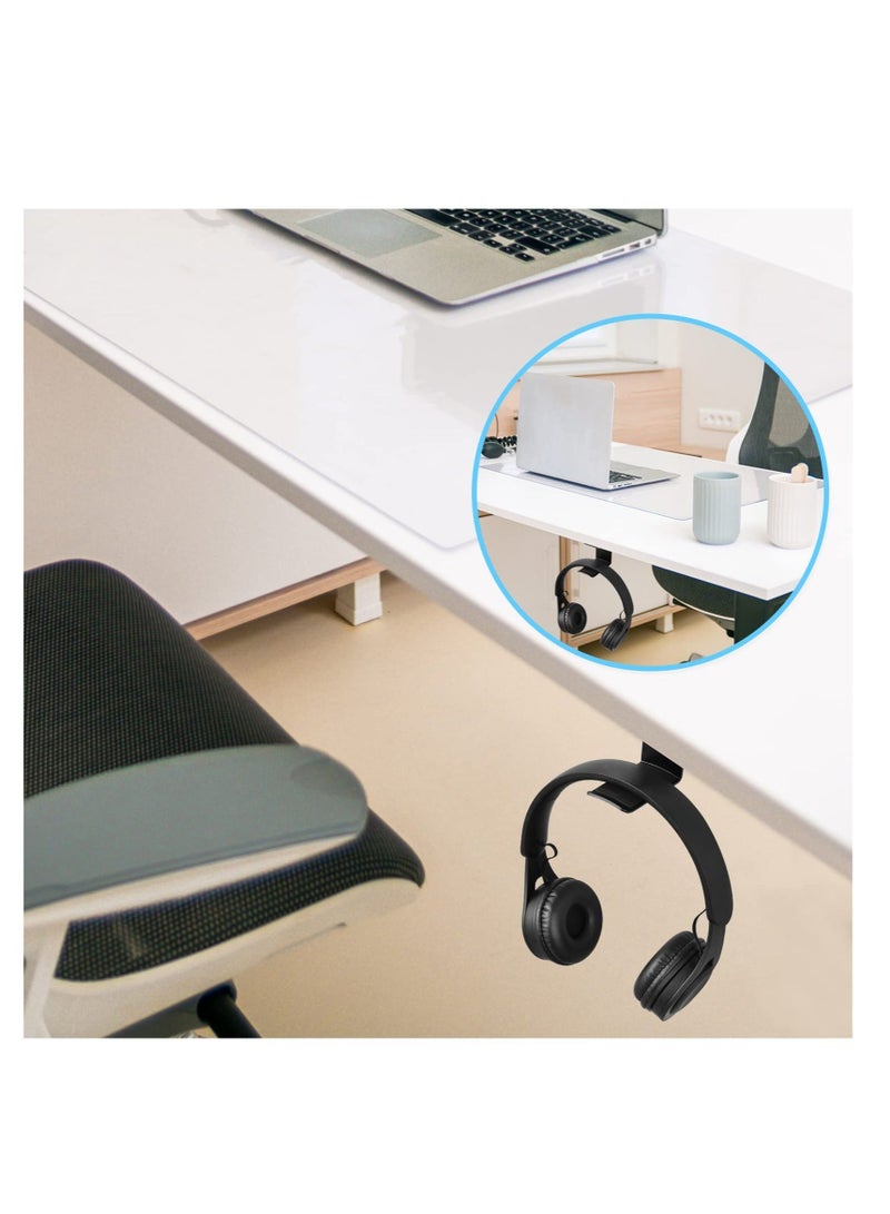 Captaintech 2 Pcs Headphone Stand, Under Desk Headphone Hanger 4 Pcs Screws Headphone Mount Hook with Silicone Pad Universal Headset Stand for Gaming Headset, Cables (Black) - Image 4