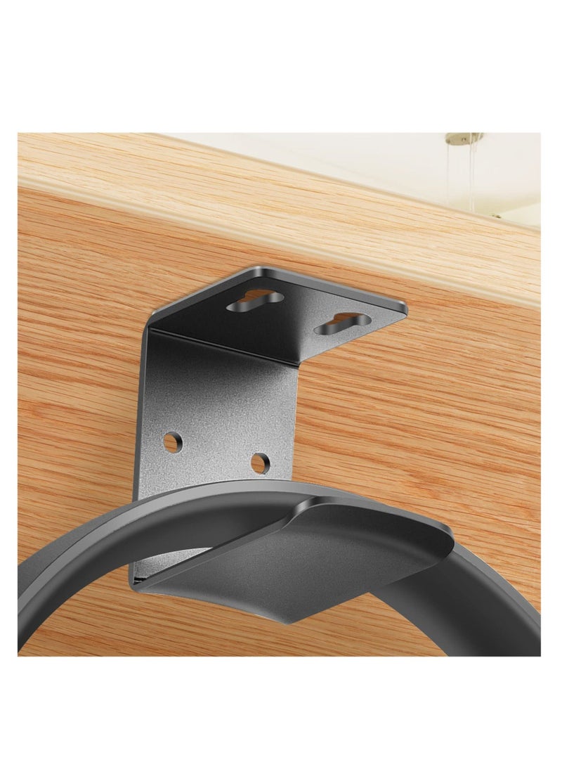 Captaintech 2 Pcs Headphone Stand, Under Desk Headphone Hanger 4 Pcs Screws Headphone Mount Hook with Silicone Pad Universal Headset Stand for Gaming Headset, Cables (Black) - Image 5