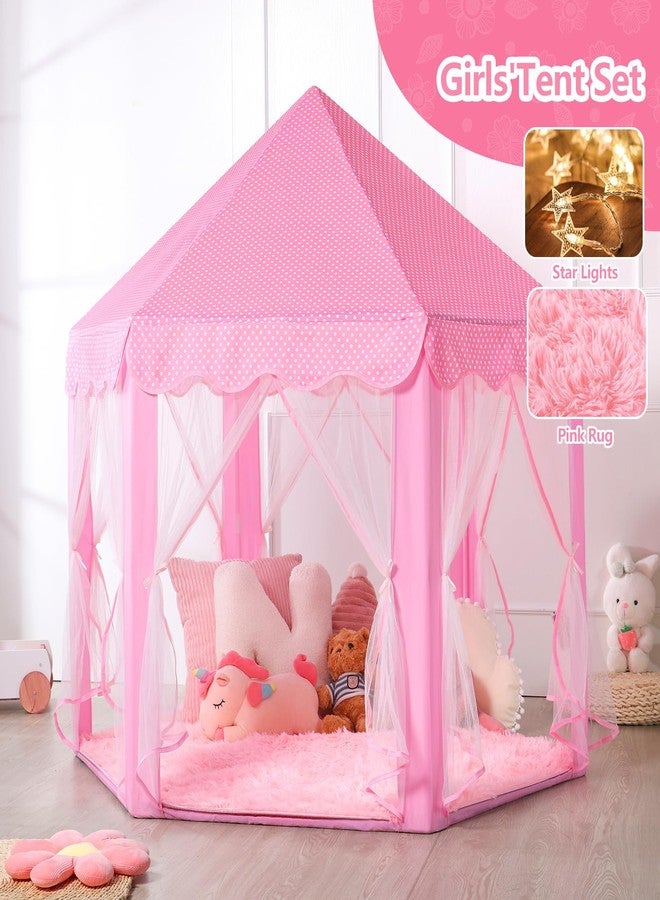 Senodeer Princess Tent for Girls Indoor: with Rug, Star Lights - Pink Play Tent for Kids, Girls Toys for Indoor and Outdoor Games, Princess Castle Playhouse - Image 2