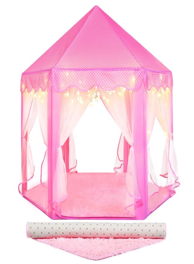 Senodeer Princess Tent for Girls Indoor: with Rug, Star Lights - Pink Play Tent for Kids, Girls Toys for Indoor and Outdoor Games, Princess Castle Playhouse - Image 1