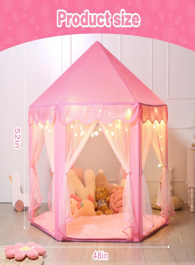 Senodeer Princess Tent for Girls Indoor: with Rug, Star Lights - Pink Play Tent for Kids, Girls Toys for Indoor and Outdoor Games, Princess Castle Playhouse - Image 4