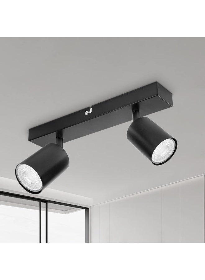 NANAO Ceiling Light - Spotlight Ceiling Bar in Matt Black - Ceiling Lights Spotlights with GU10 Socket Industrial 2 Way Light Ceiling Indoor Spot Light for Kitchen Lounge Bedroom Dining Room - Image 1