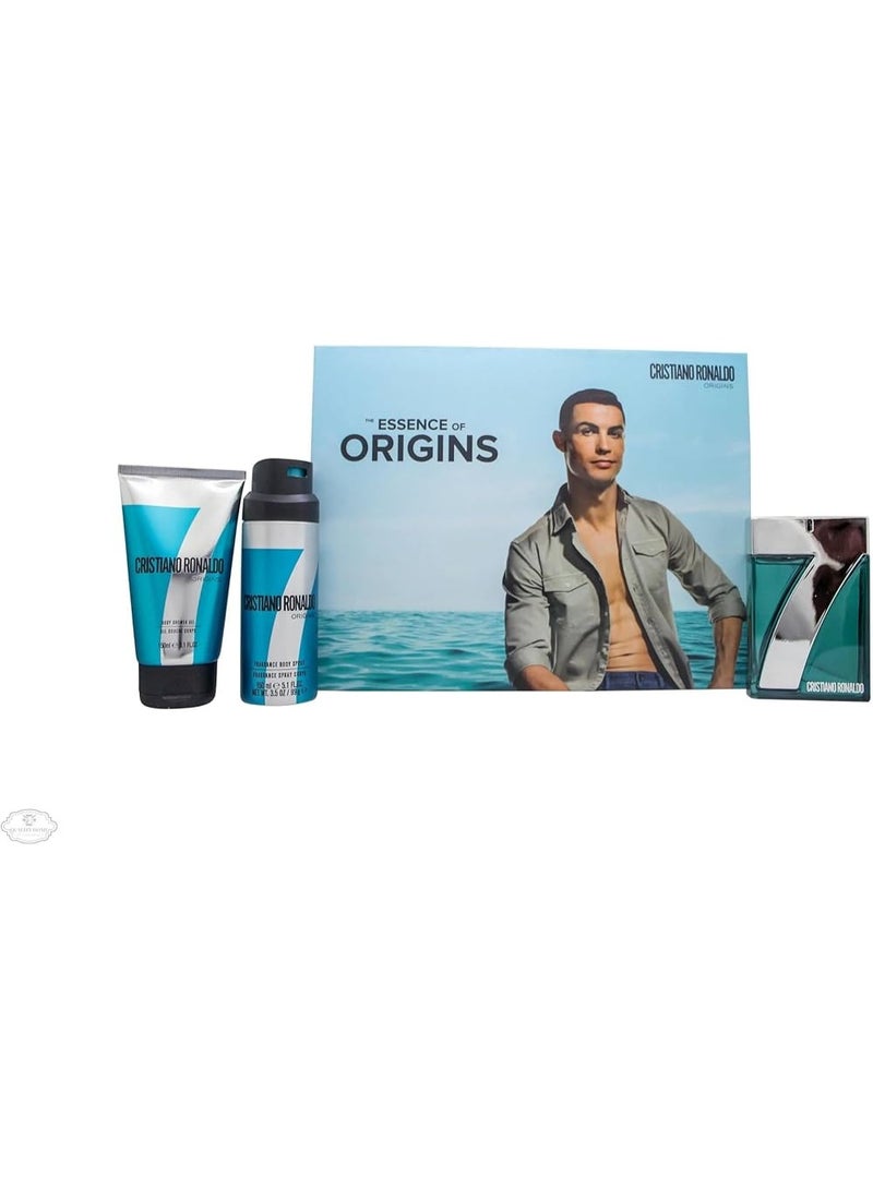 كرستيانو رونالدو مجموعة هدايا كريستيانو رونالدو Cr7 أوريجينز للرجال أو دو تواليت 100 مل + جل استحمام 150 مل + سبراي للجسم 150 مل - Image 3