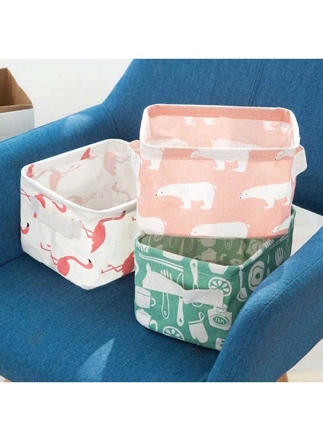 PALAK (Pack of 3 Foldable Multipurpose Storage Box Small Canvas Fabric Organizer Baskets for Organizing, Storage Box with Handles Boxes for Wardrobe (Multi) polyethylene, Rectangular (Pack of 3) - Image 4
