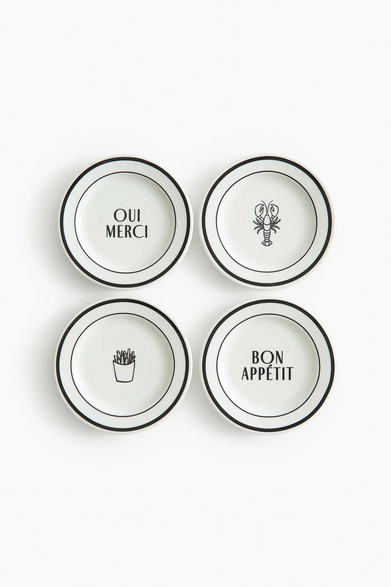 H&M 4-pack small porcelain plates