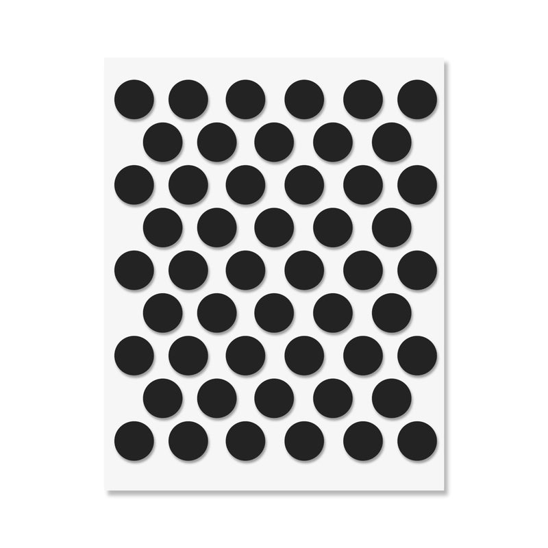 UNMAR Black Self-Adhesive Screw Hole Stickers - 50 Pcs. 0.55 Inch / 14 Mm Peel Stick Dust Proof Tape, Water Resistance Pvc Caps For Wood Cabinets, Furniture, Drawer, Wardrobe, Kitchen, Table - Image 1