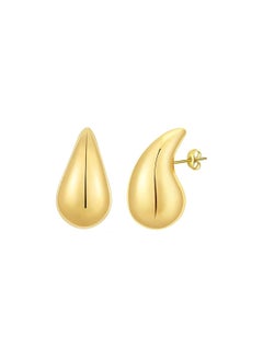 NNEWVANTE Women's Hoop Earrings, Lightweight Drop Hollow Hoop Earrings, Hypoallergenic Women's Earrings, Girls Fashion Jewellery（GOLDEN）  - Image 1