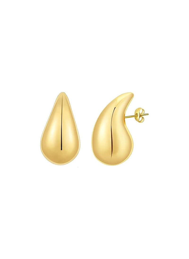 NNEWVANTE - Women's Hoop Earrings, Lightweight Drop Hollow Hoop Earrings, Hypoallergenic Women's Earrings, Girls Fashion Jewellery（GOLDEN） - Image 1