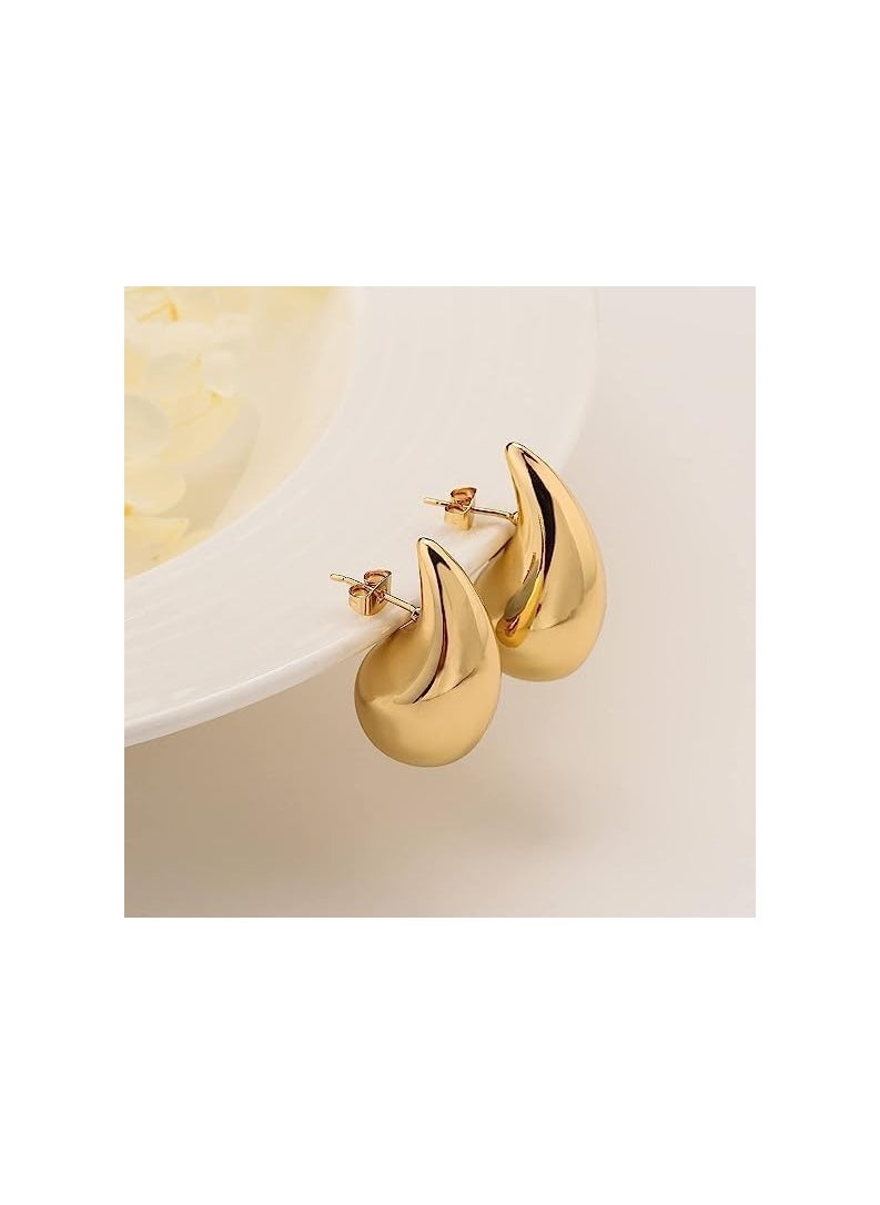 NNEWVANTE - Women's Hoop Earrings, Lightweight Drop Hollow Hoop Earrings, Hypoallergenic Women's Earrings, Girls Fashion Jewellery（GOLDEN） - Image 1