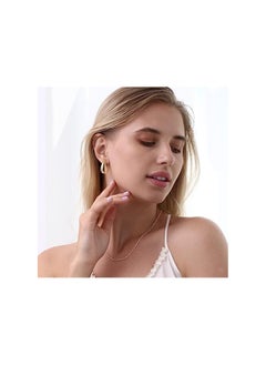 NNEWVANTE Women's Hoop Earrings, Lightweight Drop Hollow Hoop Earrings, Hypoallergenic Women's Earrings, Girls Fashion Jewellery（GOLDEN）  - Image 2