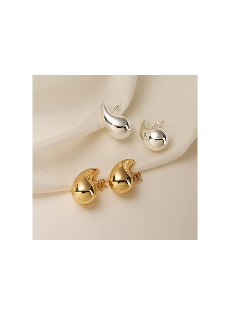 NNEWVANTE - Women's Hoop Earrings, Lightweight Drop Hollow Hoop Earrings, Hypoallergenic Women's Earrings, Girls Fashion Jewellery（GOLDEN） - Image 1