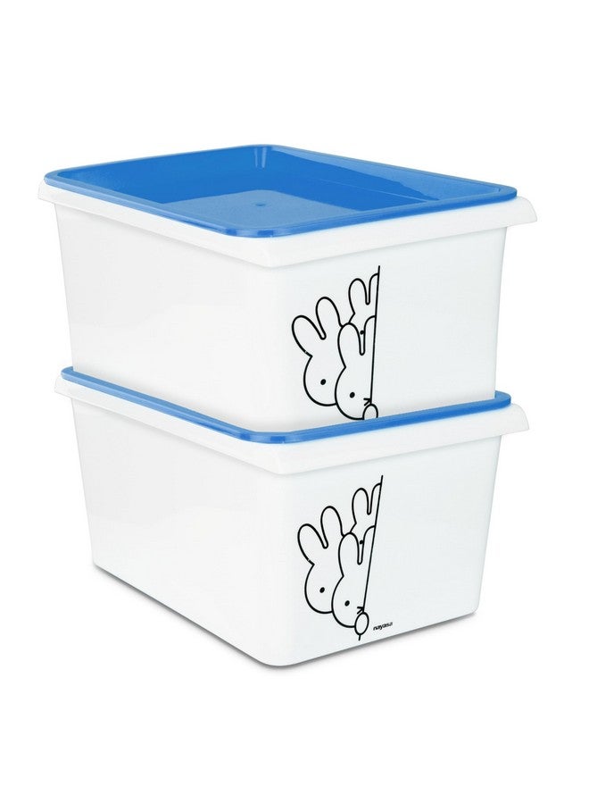 Nayasa Lego Print Stack N Store 5 Litres Multipurpose Storage Container with Lid - Set of 2 | Blue - Image 1