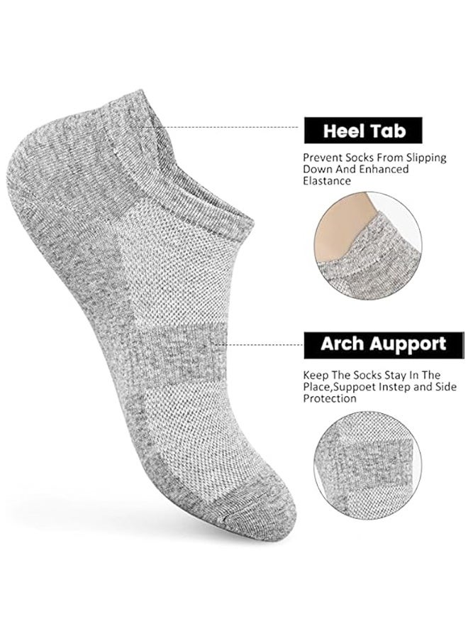 3 أزواج من جوارب الكاحل للرجال منخفضة القطع للجري الرياضي المبطن (رمادي) - Image 2