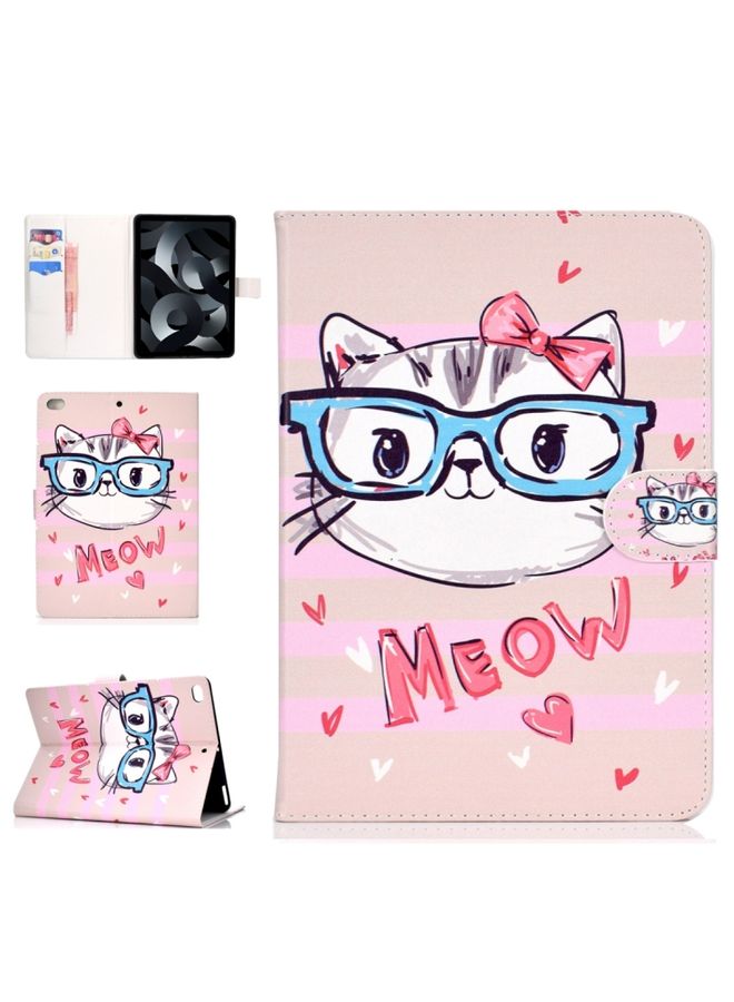 HuHa Case Cover For iPad mini1 / 2 / 3 / 4 Colored Drawing Pattern Horizontal Flip PU Leather Case with Holder & Card Slot & Sleep / Wake-up Function Glasses Cat 