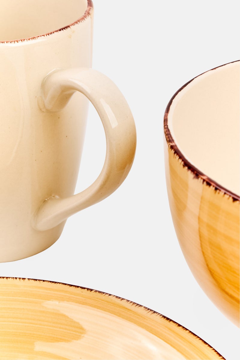 Maser 18 Pieces Ceramic Breakfast Crockery Set, Beige - Image 3