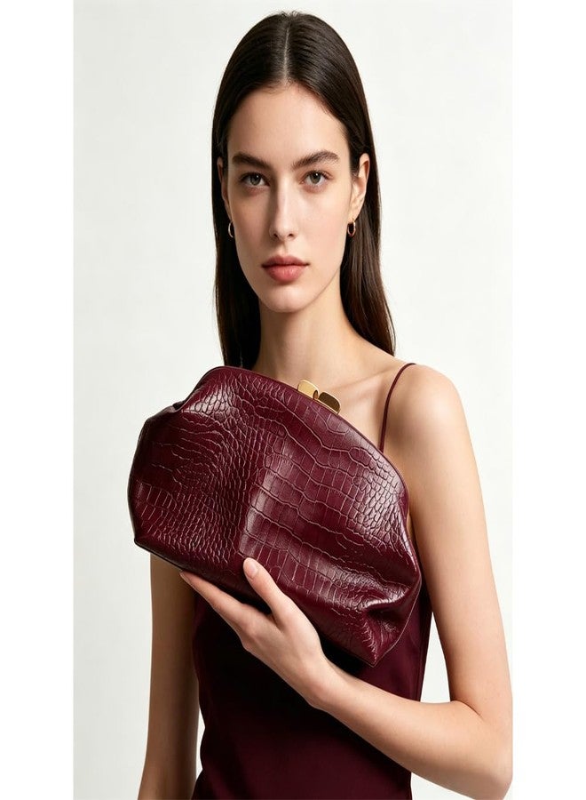 CUXVA Women's large Evening Bag Dumpling Clutch Purse Chain Strap Handbags Elegant Faux PU Leather Clutch Bag - Image 2