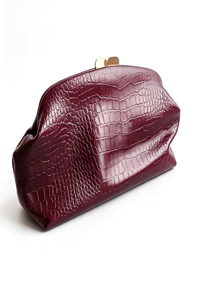 CUXVA Women's large Evening Bag Dumpling Clutch Purse Chain Strap Handbags Elegant Faux PU Leather Clutch Bag - Image 4