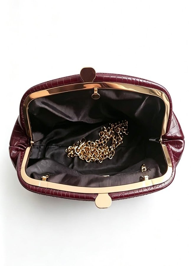 CUXVA Women's large Evening Bag Dumpling Clutch Purse Chain Strap Handbags Elegant Faux PU Leather Clutch Bag - Image 3