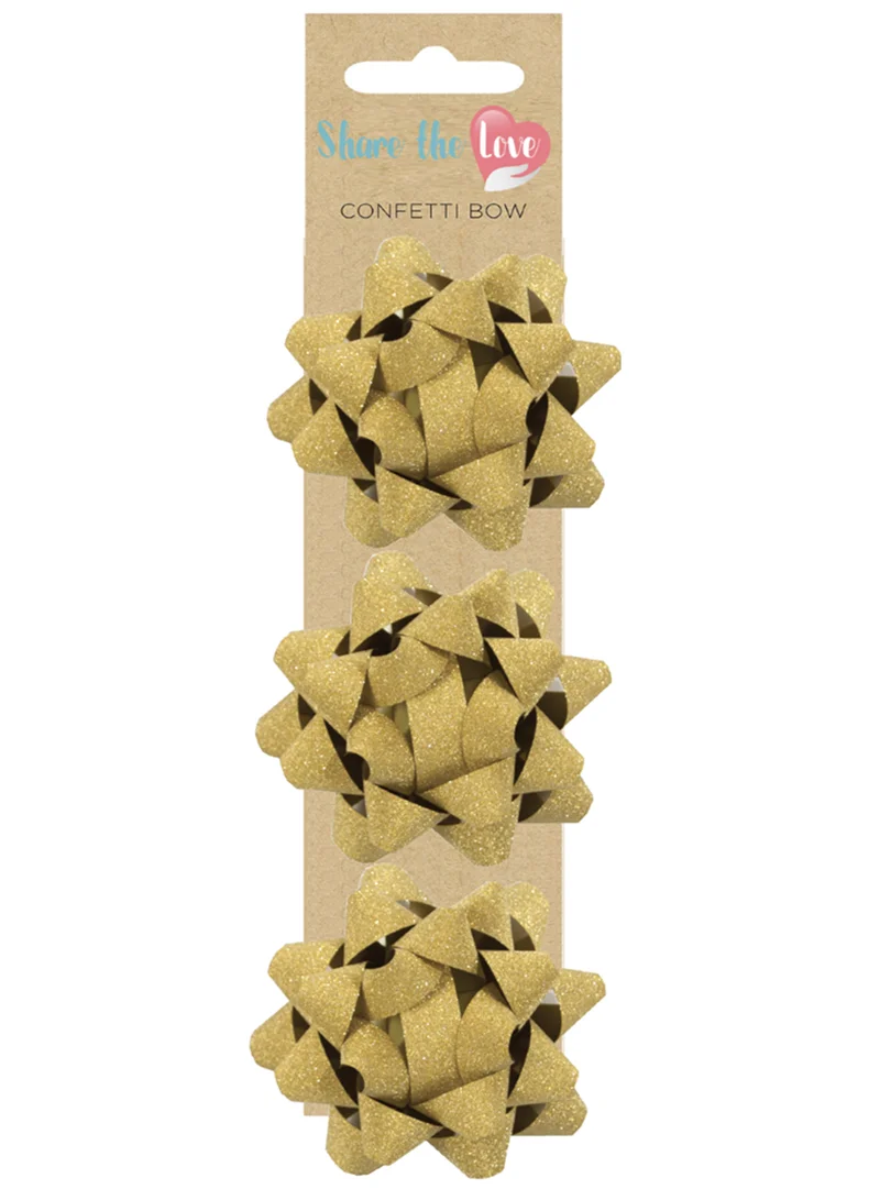 Share the Love Gold Glittery Star Bow (3 Piece)