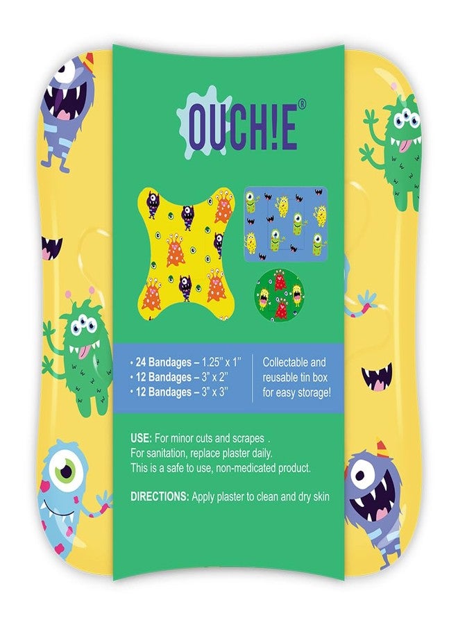 Ouchie Flex-Fabric Bandages, Assorted Sizes in Reusable Tin Box - 48 Count - Image 2