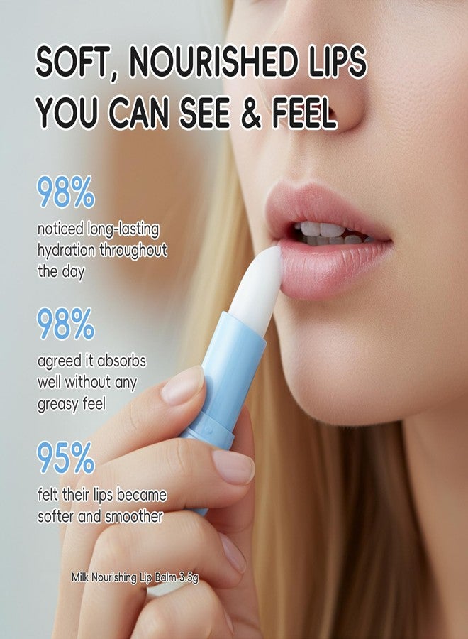 BEUKING Milk Lip Balm Hydrating, Lip Moisturizer With Hyaluronic Acid, Shea Butter, Vitamin E, Skincare Overnight Lip Repair Stick Treatment Mask, 12hr Long-Lasting Moisture, Gifts for Women, 0.12 oz - Image 3