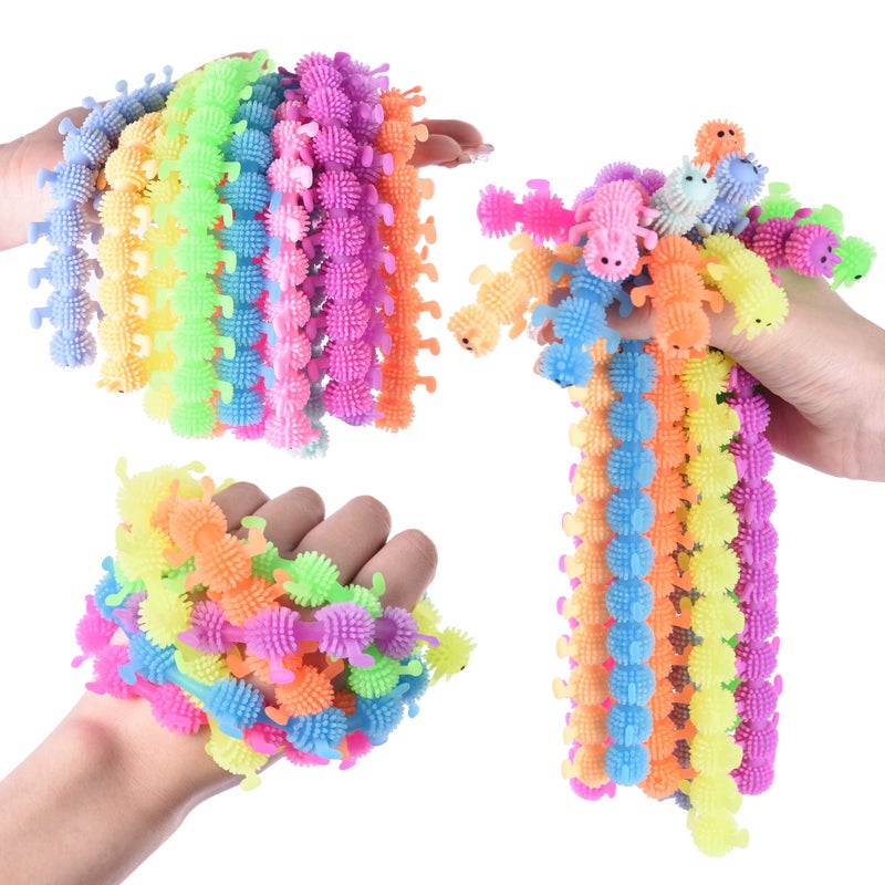 Rtinsd 12 PCS Caterpillars Stretchy String Fidget Sensory ToysRelaxing Toys for Kids and AdultsRelieve Anxiety Stress for Autistic ChildrenGoodie Bag FillersWorm Style - Image 3