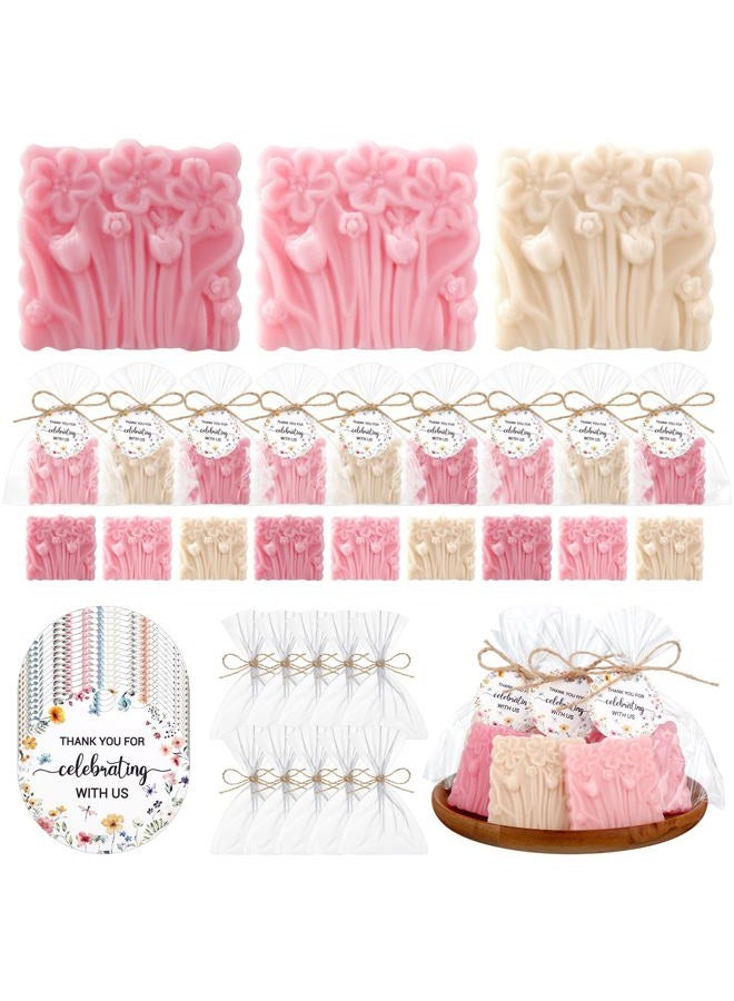 Demissle 20 Pcs Baby Shower Soap Favors Wildflowers Baby Shower in Bloom Flower Bath Soap Gift Set with White Greeting Card Handmade Gifts for Guests Decorations Supplies(Classic Color,Classic Style) - Image 1