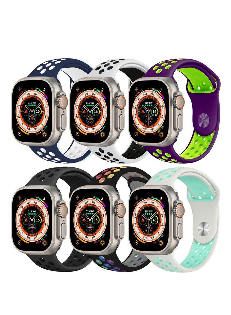 CATANES 6 pieces of Soft Silicone Watchband Straps for Apple Watch 49mm 45mm 44mm 