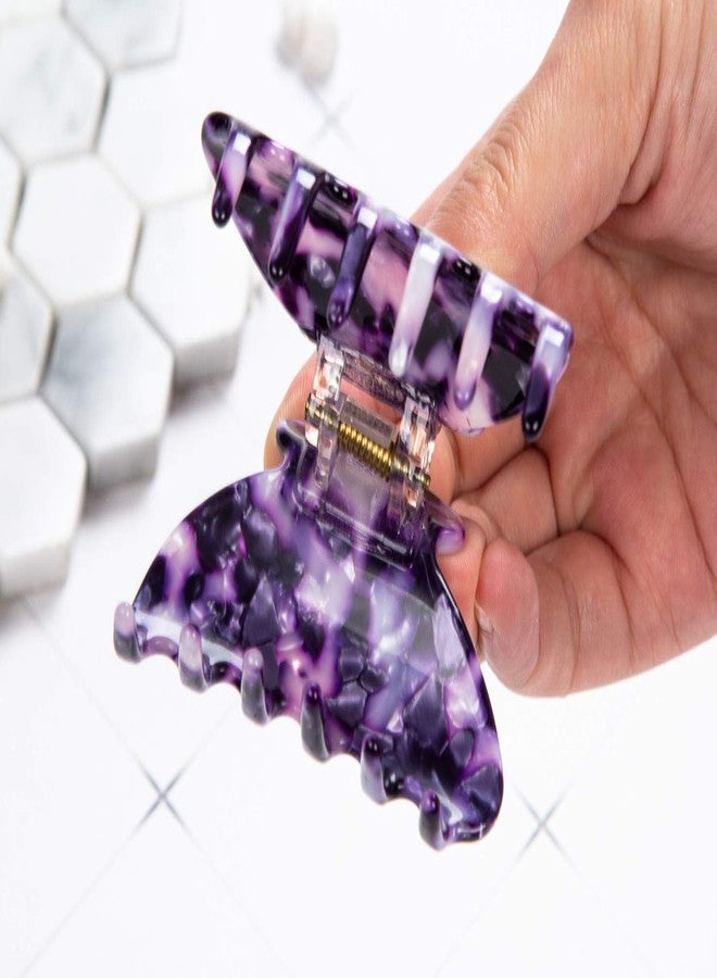 Prettyou Handmade Celluloid Acetate French Design Barrettes Tortoise Shell Claws Hair Claw Luxury Fashion Accessories Hair Clip for Women (Purple) - Image 5