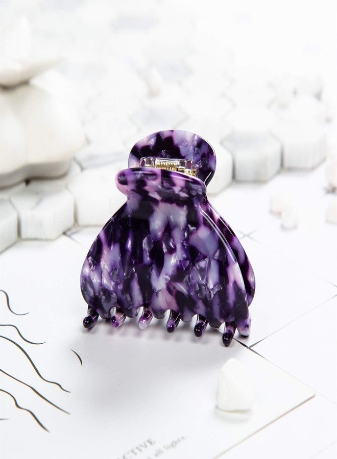 Prettyou Handmade Celluloid Acetate French Design Barrettes Tortoise Shell Claws Hair Claw Luxury Fashion Accessories Hair Clip for Women (Purple) - Image 2