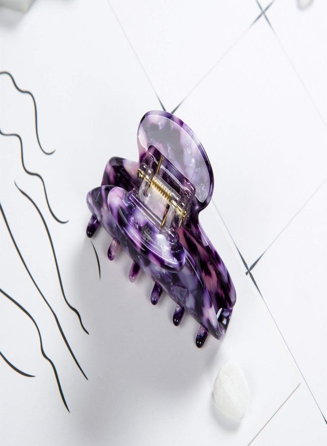 Prettyou Handmade Celluloid Acetate French Design Barrettes Tortoise Shell Claws Hair Claw Luxury Fashion Accessories Hair Clip for Women (Purple) - Image 4