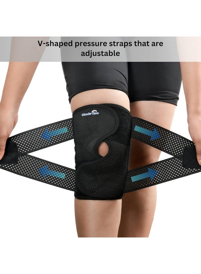 Wonder Care Adjustable Wrap Knee Support Brace, Air Mesh Fabric Knee Brace Cap For Pain Relief, Sports, Arthritis, Running Protection For Men & Women (1, L (17-18")) - Image 3
