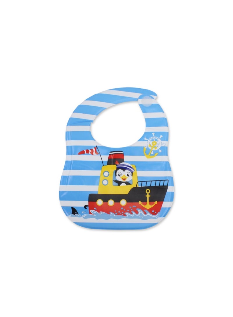 La Frutta PVC Baby Feeding Bib – Blue with Ship Print