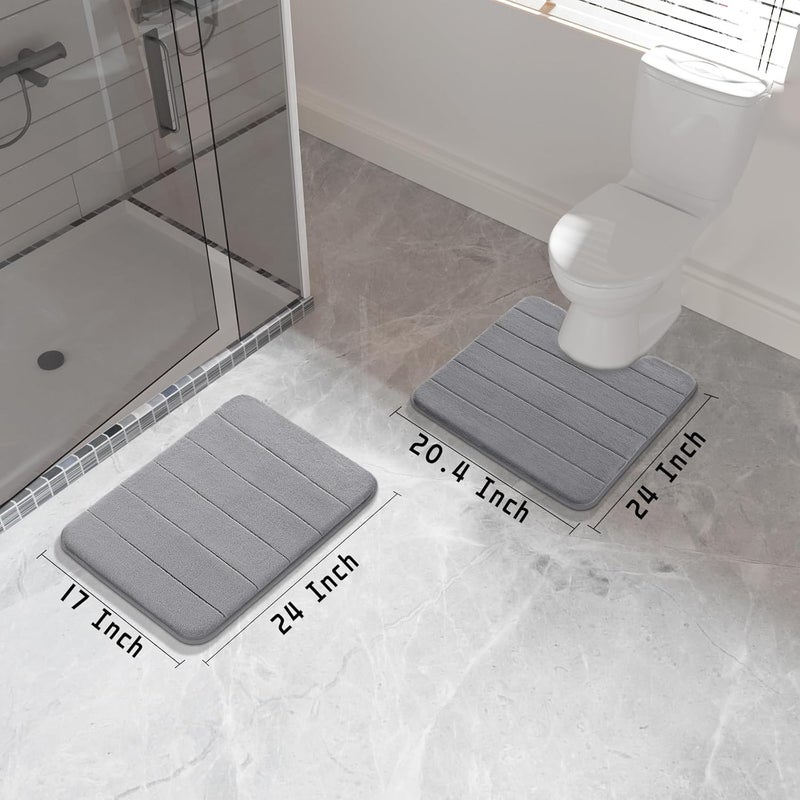 Buganda Luxury Spa Comfort Bath Mat, Non-Slip Bathroom Rug Set, Stylish Door Mat | Ultra Soft & Water Absorbent, Washable & Quick Dry (Grey) - Image 2