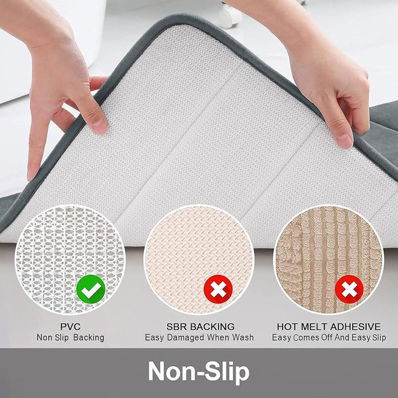 Buganda Luxury Spa Comfort Bath Mat, Non-Slip Bathroom Rug Set, Stylish Door Mat | Ultra Soft & Water Absorbent, Washable & Quick Dry (Grey) - Image 3